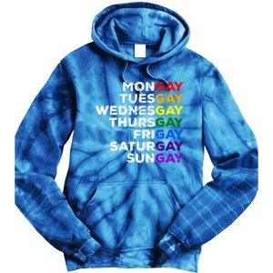 Mongay Tuesgay Gay Agenda Lgbtq Awareness Rainbow Funny Gift Tie Dye Hoodie