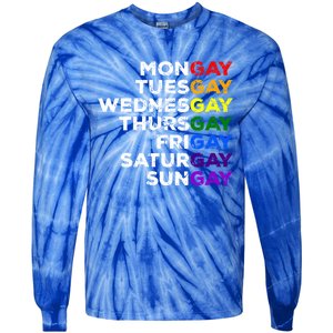 Mongay Tuesgay Gay Agenda Lgbtq Awareness Rainbow Funny Gift Tie-Dye Long Sleeve Shirt