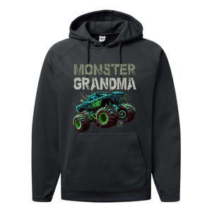 Monster Truck Grandma Family Matching Monster Truck Lovers Performance Fleece Hoodie