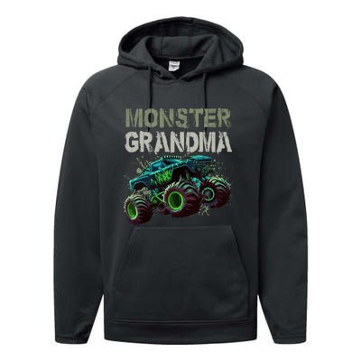 Monster Truck Grandma Family Matching Monster Truck Lovers Performance Fleece Hoodie