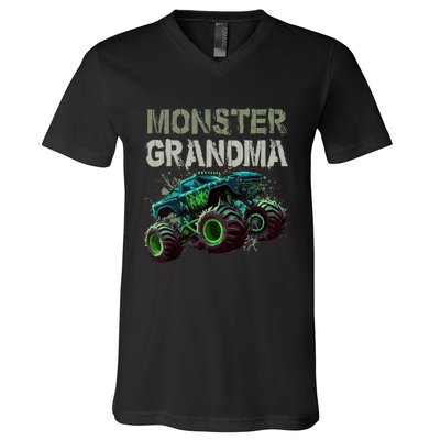 Monster Truck Grandma Family Matching Monster Truck Lovers V-Neck T-Shirt