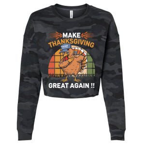 Make Thanksgiving Great Again Funny Turkey Day Cropped Pullover Crew