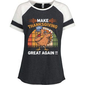 Make Thanksgiving Great Again Funny Turkey Day Enza Ladies Jersey Colorblock Tee