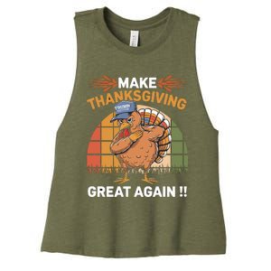 Make Thanksgiving Great Again Funny Turkey Day Women's Racerback Cropped Tank