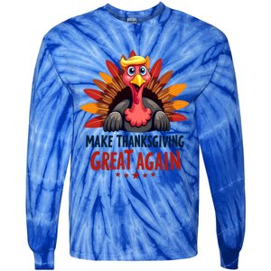 Make Thanksgiving Great Again Trump Holiday Turkey 2024 Gift Tie-Dye Long Sleeve Shirt