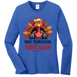 Make Thanksgiving Great Again Trump Holiday Turkey 2024 Gift Ladies Long Sleeve Shirt