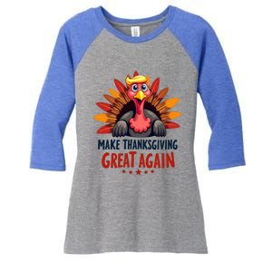 Make Thanksgiving Great Again Trump Holiday Turkey 2024 Gift Women's Tri-Blend 3/4-Sleeve Raglan Shirt