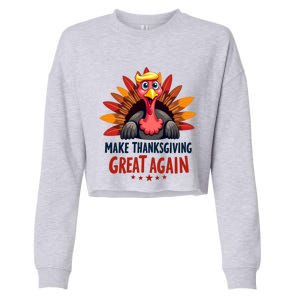 Make Thanksgiving Great Again Trump Holiday Turkey 2024 Gift Cropped Pullover Crew