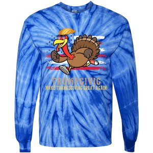 Make Thanksgiving Great Again Trump Holiday Turkey 2024 Gift Tie-Dye Long Sleeve Shirt