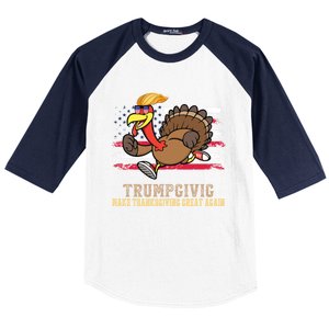 Make Thanksgiving Great Again Trump Holiday Turkey 2024 Gift Baseball Sleeve Shirt