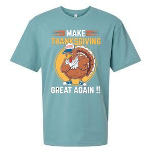 Make Thanksgiving Great Again Funny Turkey Day Sueded Cloud Jersey T-Shirt