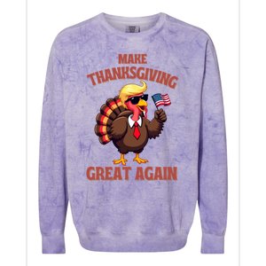 Make Thanksgiving Great Again Turkey Trump American Flag Great Gift Colorblast Crewneck Sweatshirt