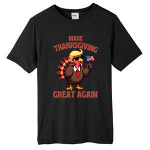 Make Thanksgiving Great Again Turkey Trump American Flag Great Gift Tall Fusion ChromaSoft Performance T-Shirt