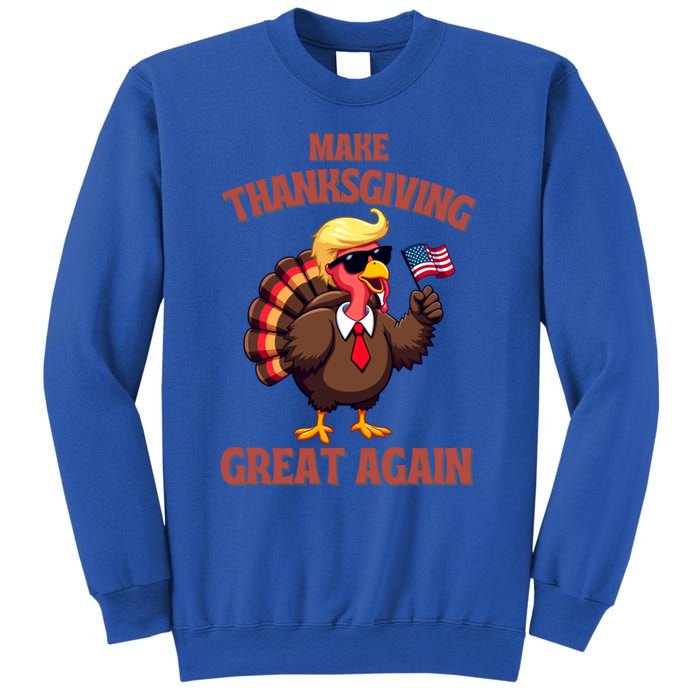 Make Thanksgiving Great Again Turkey Trump American Flag Great Gift Sweatshirt