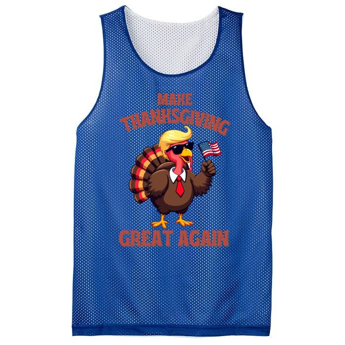 Make Thanksgiving Great Again Turkey Trump American Flag Great Gift Mesh Reversible Basketball Jersey Tank