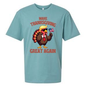 Make Thanksgiving Great Again Turkey Trump American Flag Great Gift Sueded Cloud Jersey T-Shirt