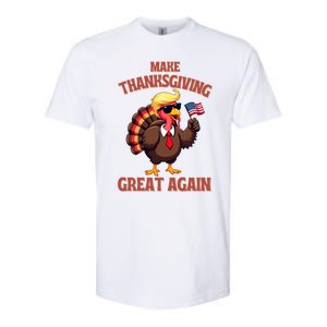 Make Thanksgiving Great Again Turkey Trump American Flag Great Gift Softstyle CVC T-Shirt