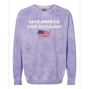 Marjorie Taylor Greene Wearing Save America Stop Socialism Colorblast Crewneck Sweatshirt