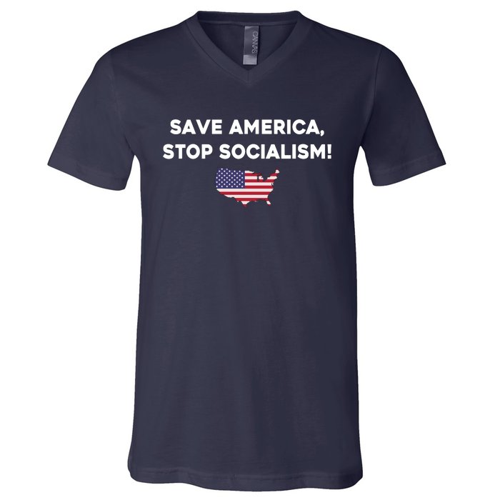 Marjorie Taylor Greene Wearing Save America Stop Socialism V-Neck T-Shirt