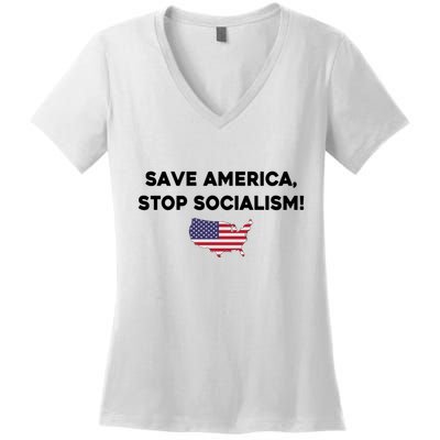 Marjorie Taylor Greene Wearing Save America Stop Socialism Women's V-Neck T-Shirt