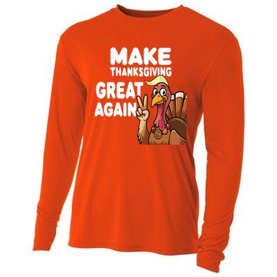 Make Thanksgiving Great Again Trump Turkey Funny Gift Cooling Performance Long Sleeve Crew