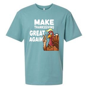 Make Thanksgiving Great Again Trump Turkey Funny Gift Sueded Cloud Jersey T-Shirt