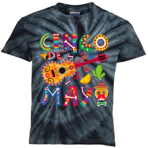 Mexican Taco Guitar Fiesta Cinco De Mayo 5 De Mayo Mexican Fiesta Kids Tie-Dye T-Shirt