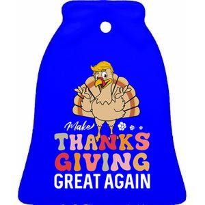 Make Thanksgiving Great Again Trump Turkey Gift Ceramic Bell Ornament