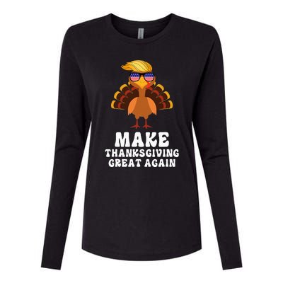 Make Thanksgiving Great Again Trump Holiday Turkey 2024 Womens Cotton Relaxed Long Sleeve T-Shirt