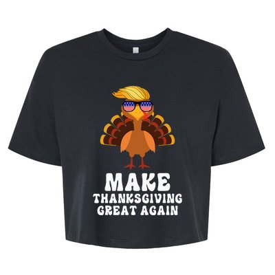 Make Thanksgiving Great Again Trump Holiday Turkey 2024 Bella+Canvas Jersey Crop Tee