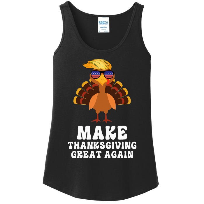 Make Thanksgiving Great Again Trump Holiday Turkey 2024 Ladies Essential Tank