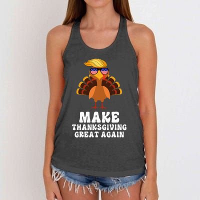 Make Thanksgiving Great Again Trump Holiday Turkey 2024 Women's Knotted Racerback Tank