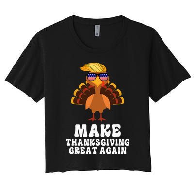 Make Thanksgiving Great Again Trump Holiday Turkey 2024 Women's Crop Top Tee