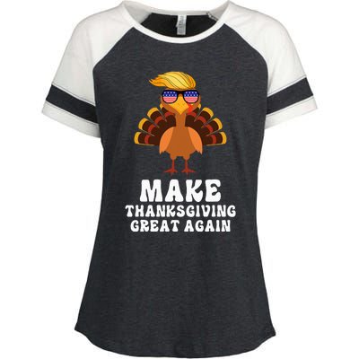 Make Thanksgiving Great Again Trump Holiday Turkey 2024 Enza Ladies Jersey Colorblock Tee