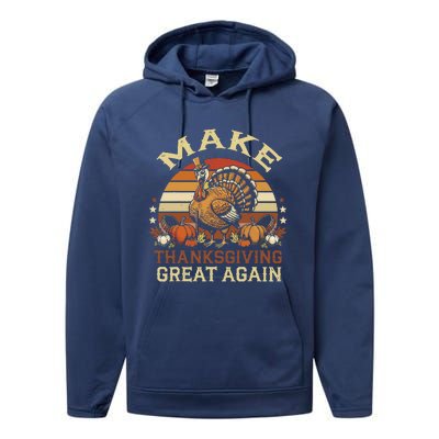 Make Thanksgiving Great Again Dabbing Turkey Trump American Performance Fleece Hoodie