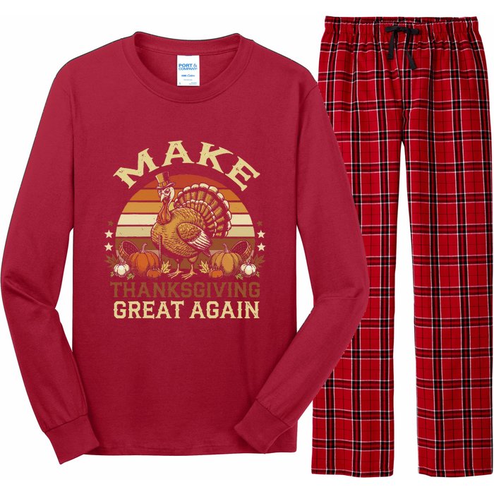 Make Thanksgiving Great Again Dabbing Turkey Trump American Long Sleeve Pajama Set