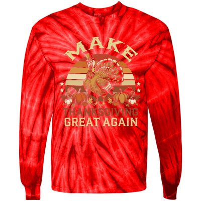 Make Thanksgiving Great Again Dabbing Turkey Trump American Tie-Dye Long Sleeve Shirt