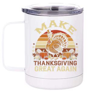 Make Thanksgiving Great Again Dabbing Turkey Trump American 12 oz Stainless Steel Tumbler Cup