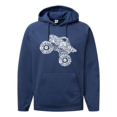 Monster Truck Girls Women Gift Performance Fleece Hoodie