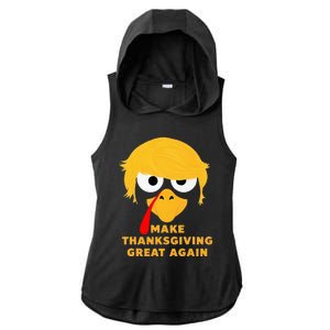 Make Thanksgivings Great Again Trump Turkey 2024 Ladies PosiCharge Tri-Blend Wicking Draft Hoodie Tank