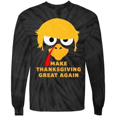 Make Thanksgivings Great Again Trump Turkey 2024 Tie-Dye Long Sleeve Shirt