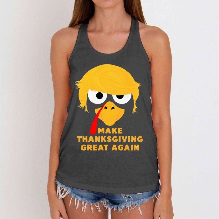 Make Thanksgivings Great Again Trump Turkey 2024 Women's Knotted Racerback Tank