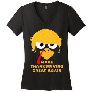 Make Thanksgivings Great Again Trump Turkey 2024 Women's V-Neck T-Shirt