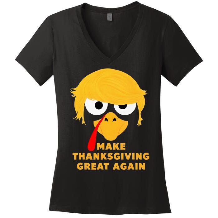 Make Thanksgivings Great Again Trump Turkey 2024 Women's V-Neck T-Shirt