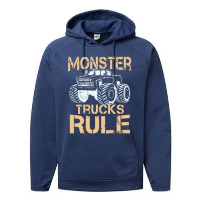 Monster Truck Gift Performance Fleece Hoodie