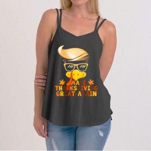 Make Thanksgiving Great Again Trump Turkey Funny 2024 Women's Strappy Tank