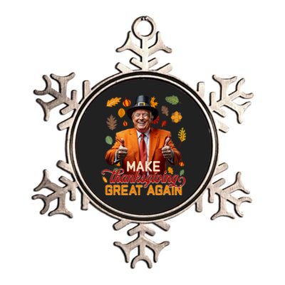 Make Thanksgiving Great Again Autumn Fall Leaves Trump Funny Metallic Star Ornament