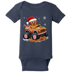 Monster Truck Gingerbread Man Funny Christmas Baking Cookies Baby Bodysuit