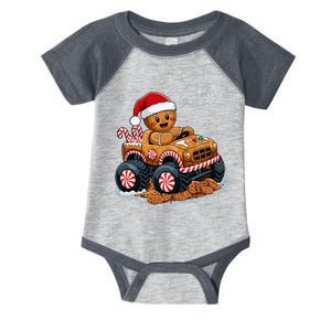 Monster Truck Gingerbread Man Funny Christmas Baking Cookies Infant Baby Jersey Bodysuit