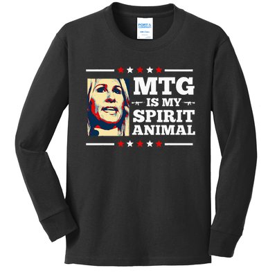 Marjorie Taylor Greene Mtg Is My Spirit Animal Political Kids Long Sleeve Shirt